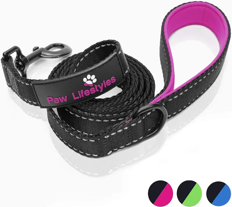Correa para perro resistente Paw Lifestyles, 0.11 pulgadas de grosor, 6 ft de largo, mango acolchado para mayor comodidad, perfecta para perros medianos y grandes