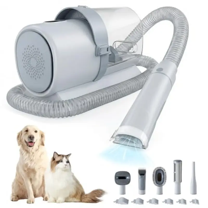 Cortapelos Profesional para Perros con Aspirador 2,5L - 3 Modos de Succión, Inalámbrico y Silencioso