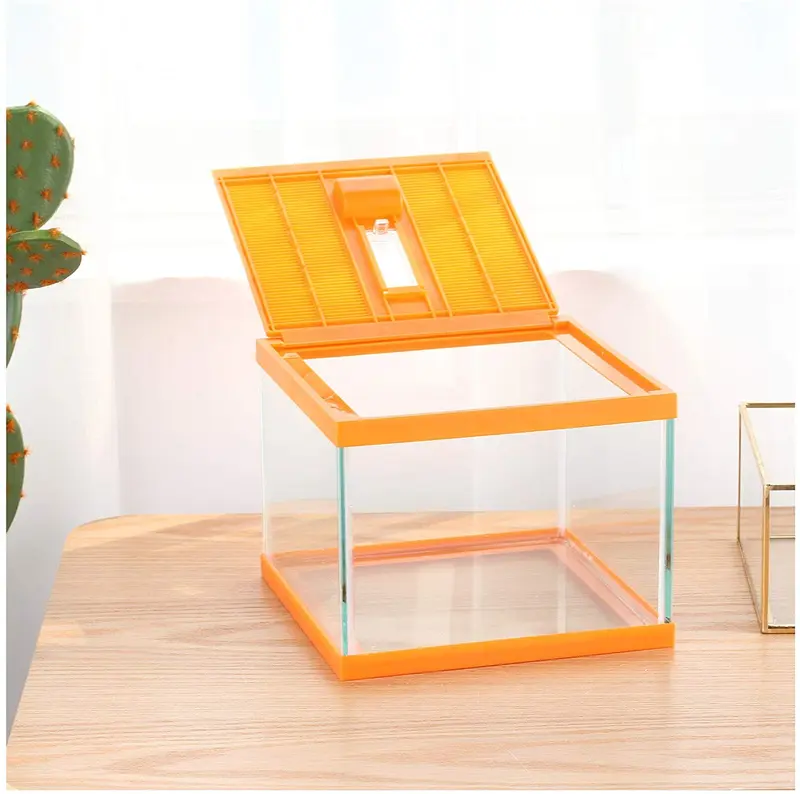 crapelles Reptile Terrario Kit Color Naranja Araña Contenedor Tarántula Caja jaula Gecko Habitat Insecto Enclosure Pet Tanque Rana Carrier Tortuga Caracol Contenedor Hermita Cangrejo Casa Cricket cría