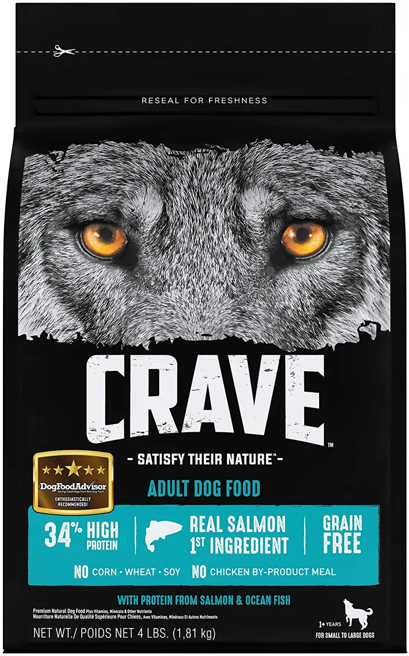 CRAVE Grain Free High Protein Adult Dry Dog Food, Salmon