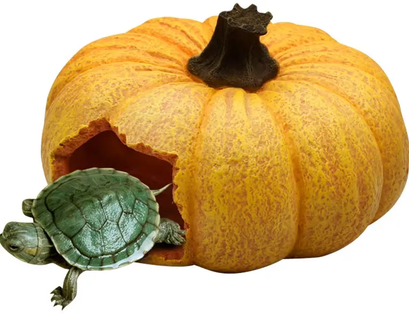 Creation Core - Estantería de 3 agujeros para reptiles, diseño de calabaza, ideal para reptiles, lagartos de hábitat, tortugas escondidas, suministros de tortuga para hábitat, serpiente