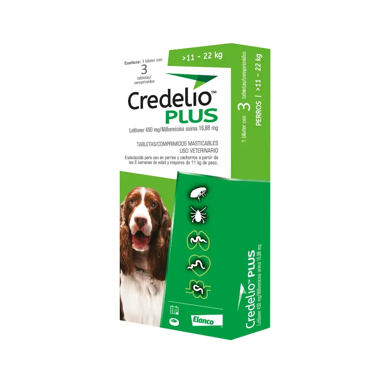 Credelio Plus Desparasitante Interno y Externo para Perros x 3 tabletas