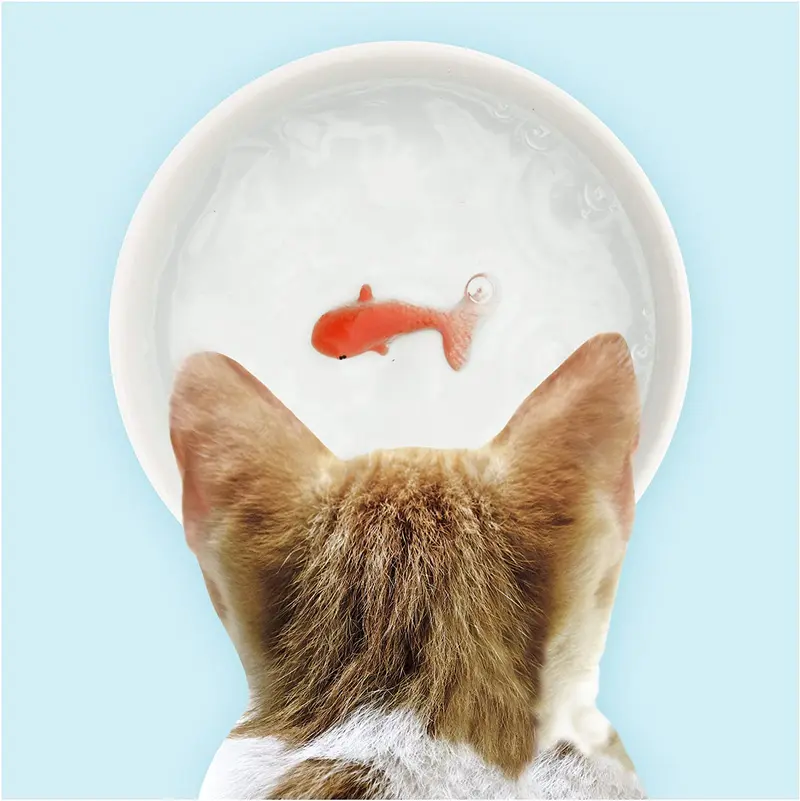 Cuenco de cerámica con forma de gato o perro de Suck UK Goldfish. Cuenco para comida y agua para gatos. Cuenco de cerámica para gatos. Accesorios para gatos.