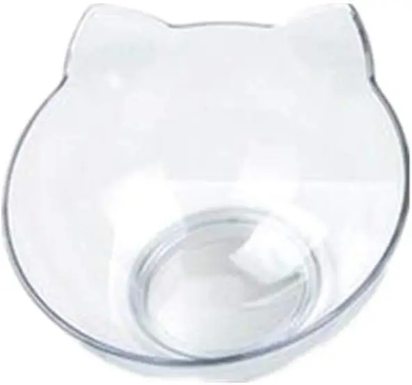 Cuenco elevado para gatos y perros pequeños, cuenco doble con cara de gato