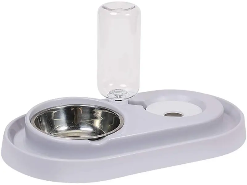 Cuencos dobles para perro o gato con soporte elevado, comedero de agua para mascotas, cuenco inclinado de 15° para mascotas sin estrés, para gatos y perros pequeños