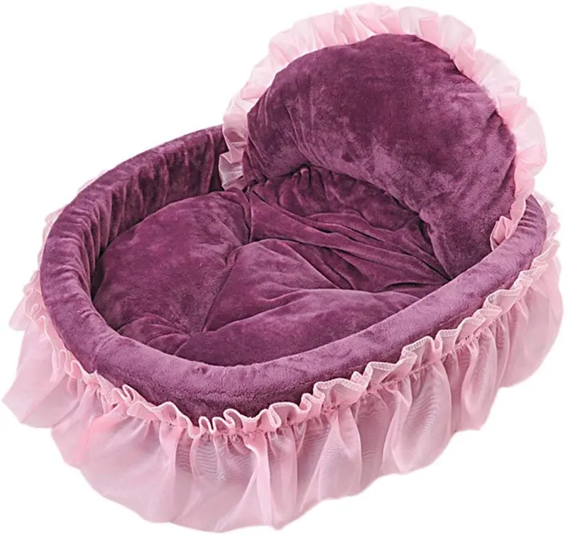 Cute Princess mascota cama Bow-Tie Lace Cat Dog Bed