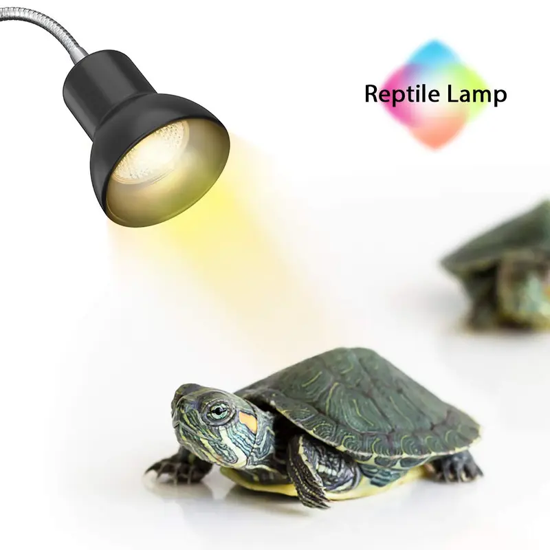 DADYPET 25W Reptile Heat Lamp, Clamp Lamp for Aquarium with Holder UVA UVB Basking Lamp with 360°Rotatable Clip & Power Adapter for Lizard Turtle Snake Aquarium(Lamp Bulb Include)