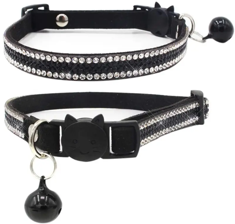 DAIHAQIKO - Collar para gato con campana, ajustable, diseño de gatitos