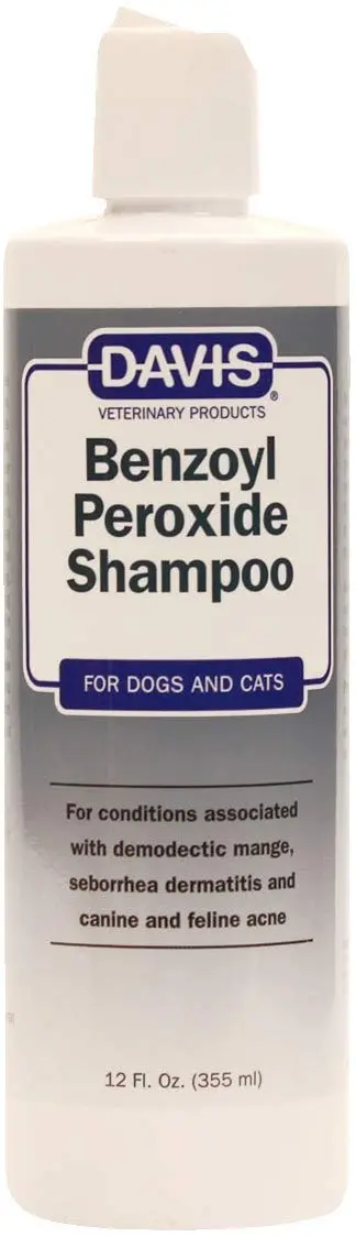 Davis. Benzoyl Peroxide Medicated perro y gato champú, 12 onzas – dermatitis y demodectic sarna