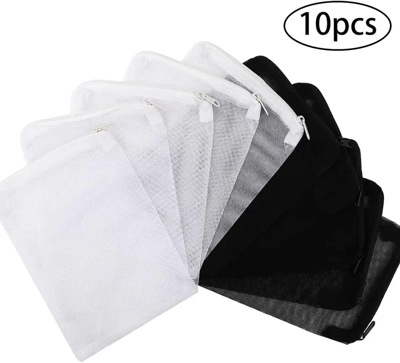 depepe 10 bolsas de filtro de acuario (5pcs Negro + 5pcs blanco) para carbón activo, biospheres, anillos de cerámica, etc. de limpiar y reciclable