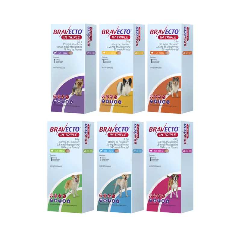 Desparasitanre Externo e Interno para Perro Bravecto Triple 1 M