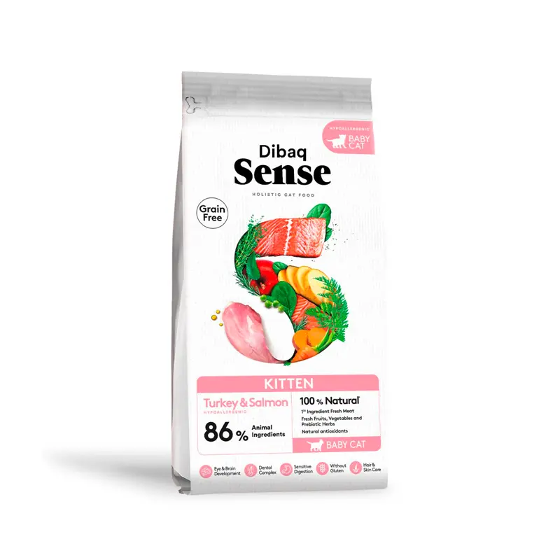 Dibaq Sense Grain Free Kitten Pavo y salmón pienso para gatitos
