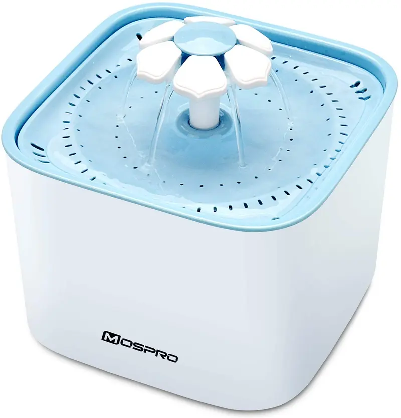 Dispensador de agua para mascotas, diseño de gato, sano, higiénico y muy silencioso, con 2 filtros de repuesto para perros, gatos, pájaros y animales pequeños, color azul