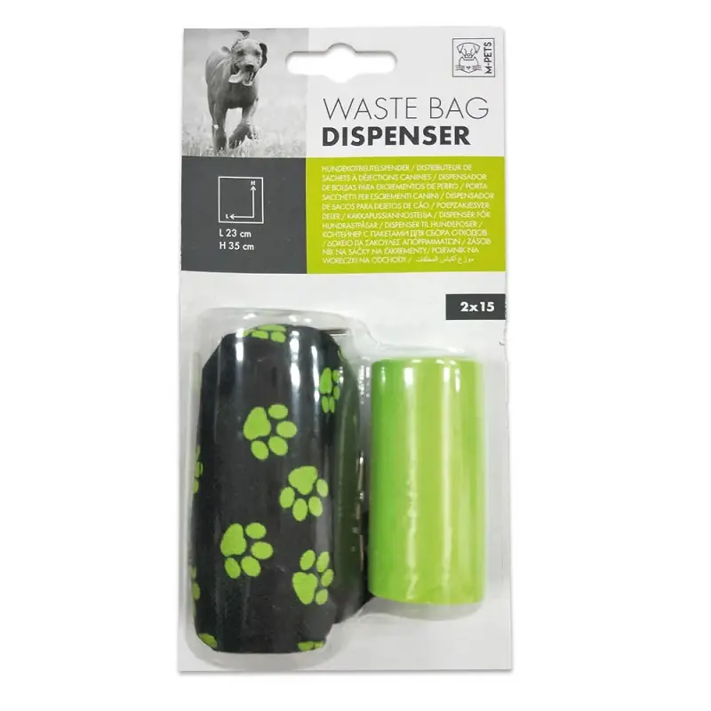 Dispensador Verde y Bolsas para Desechos M-Pets