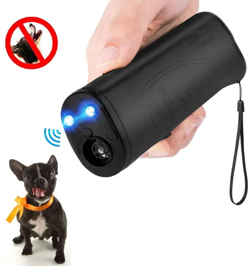 Dispositivo antiladridos de MEIREN, repelente de perros de mano y ayuda de entrenamiento con linterna LED, dispositivo de control de corteza ultrasónico