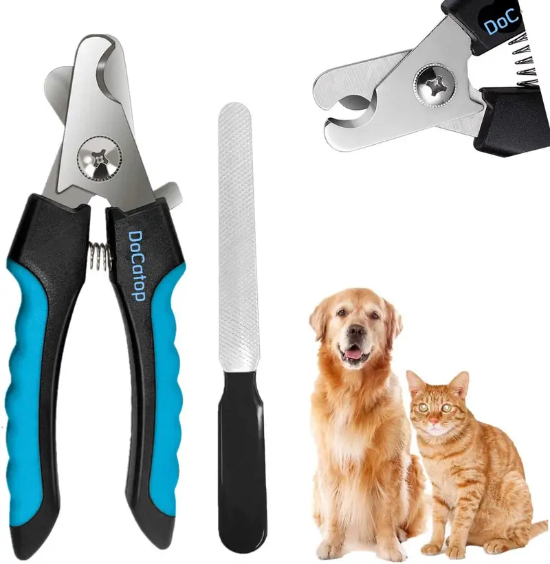 Dog Nail Clippers Pet Nail Trimmers Nail File Set Razor Sharp Blades Safety Guard Sturdy Non Slip Handles Professional Grooming Tool for Large and Small Animals Vet Recommended (BIUE1)