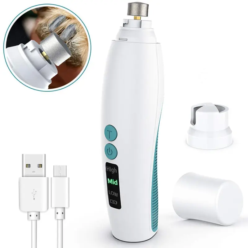Dog Nail Grinder Electric Pet Nail Trimmer Clippers for Small Medium Large Breed Dog&Cat -Upgraded Professional 3-Speed Electric Recharging Animals Nail Grinder Gentle Painless Paws Grooming Smoothing