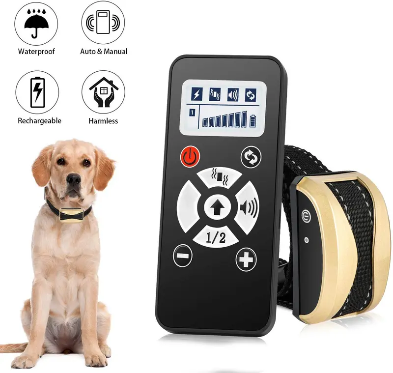 Dog Training Collar with Remote, Rechargeable Waterproof Dogs Bark Collar with 3 Training Modes and Automatic Mode, Beep, Vibration, Static, up to 2400Ft Remote Range for Small Medium Large Dogs