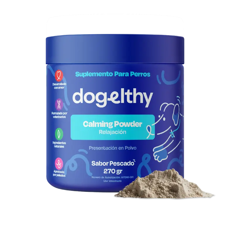 Dogelthy CALMING POWDER 270 gr ( Calmante / Relajante Natural para Hiperactividad o Estrés Sabor a Pescado )