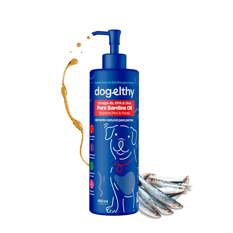 Dogelthy PURE SARDINE OIL 450 mL (Aceite Puro de Sardina Pelaje, Piel y Articulaciones)