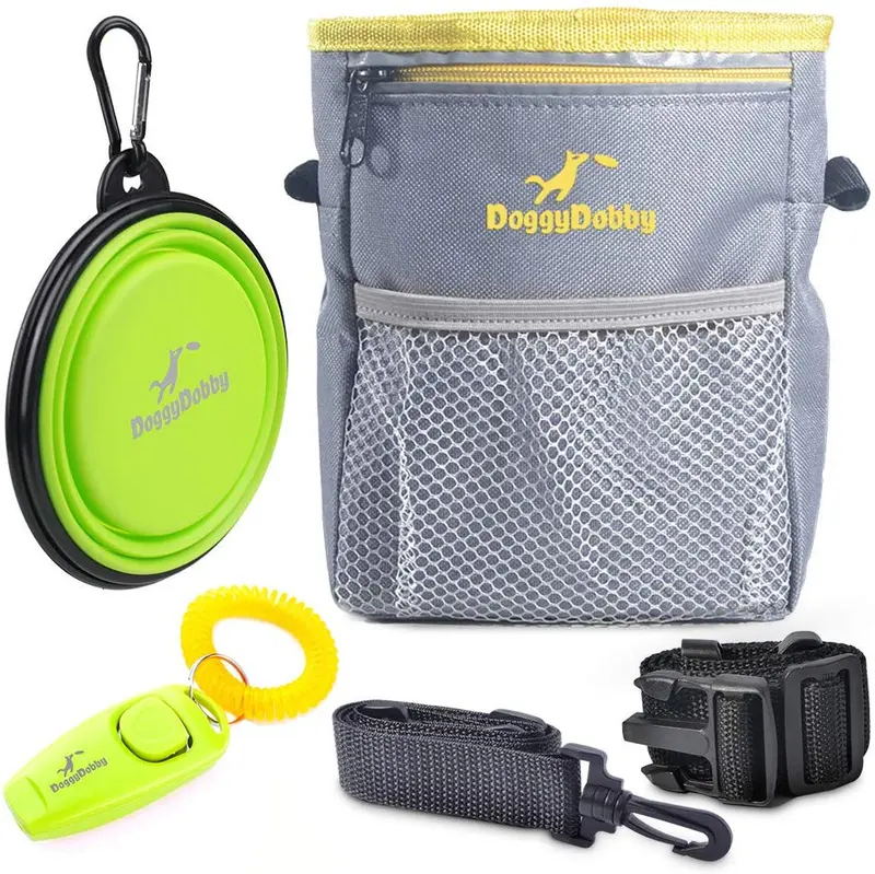 DoggyDobby - Bolsa de entrenamiento para perros con dispensador de bolsa de caca (3 maneras de usar), cinturón ajustable y correa para el hombro