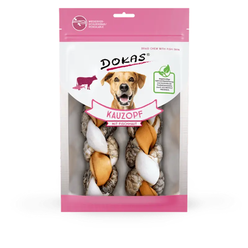 Dokas Trenzas de buey con piel de pescado para perro 120