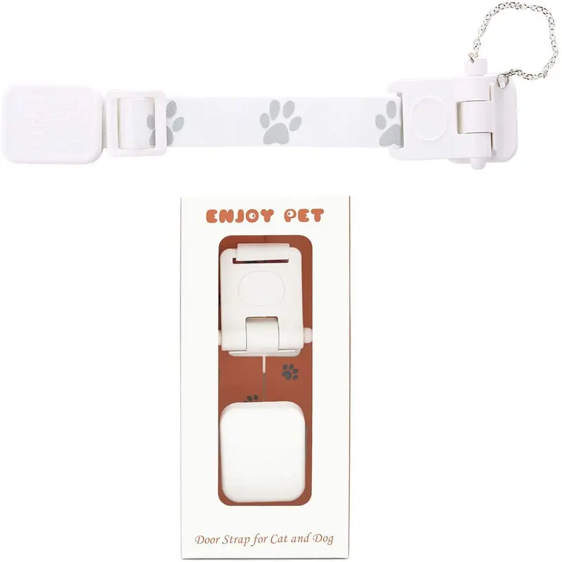 Door Strap for Pets, Cat Doors for Interior Doors, Dog Door for French Doors, Easily Pass for Cat & Keep Dog Out, No More Pet Gate/Cat Door, Kitty Litter Box Dog Proof Adjustable Door Latch