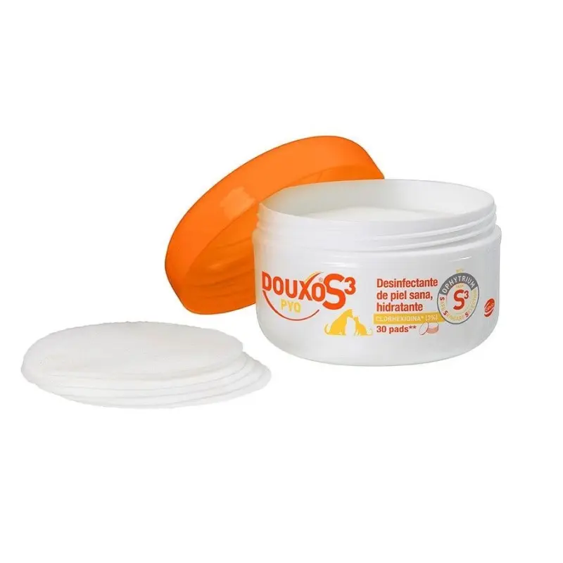 Douxo S3 Pyo Pads | Toallitas Dermatológicas Perros y Gatos | 30 Unidades