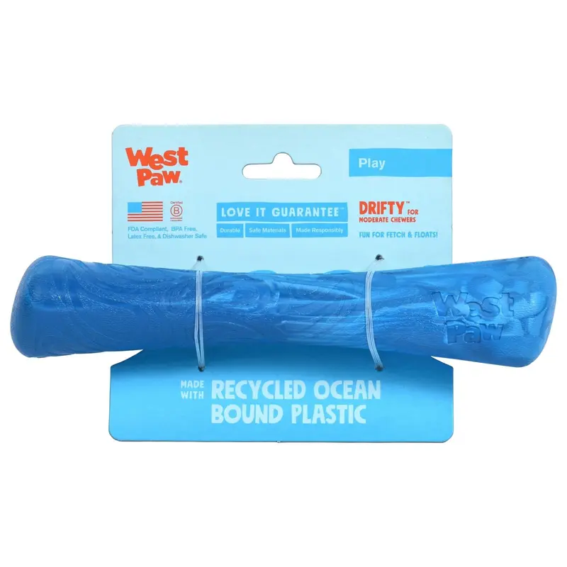 DRIFTY de West Paw® color Azul Surf - Hueso de Juguete para Perros