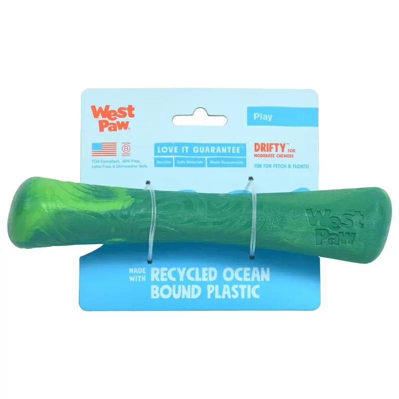 DRIFTY de West Paw® color Verde Esmeralda - Hueso de Juguete para Perros
