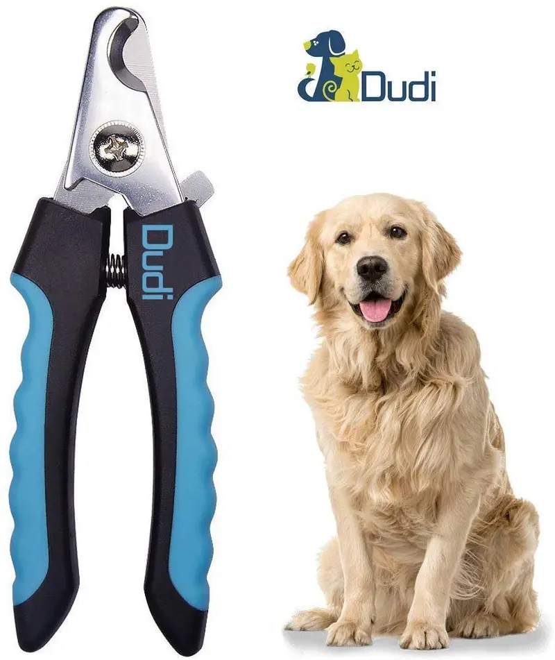 Dudi Dog Nail Clippers and Trimmer - with Quick Safety Guard to Avoid Over-Cutting Toenail - Grooming Razor Sharp Blades for Small Medium Large Breeds (Blue)