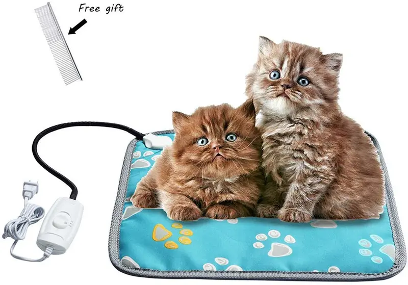 EACHON Heating Pad for Dogs Cats Electric Heated Pet Beds Warming Pet Mats Adjustable Safety Waterproof Chew Resistant Steel Cord wifh Free pet Comb (S Gray)