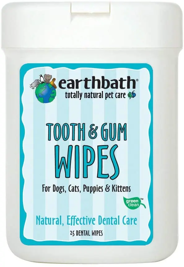 Earthbath 026362 25 unidades Toallitas húmedas para dientes y encías, para perros, gatos, cachorros y gatitos