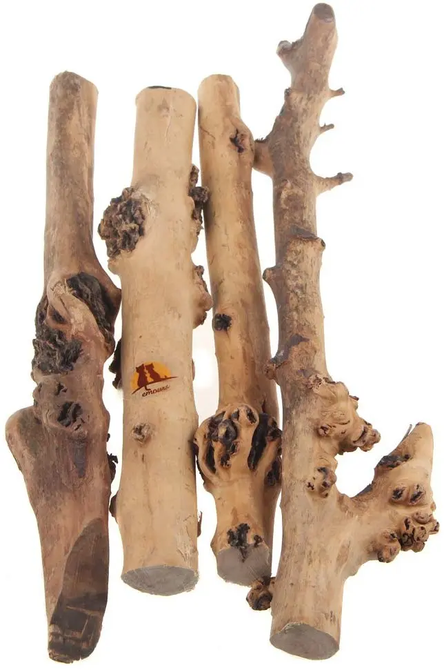 emours Decoración Bosque Natural de reptil rama terrario Acuario Ornamento de madera, 4 unidades)