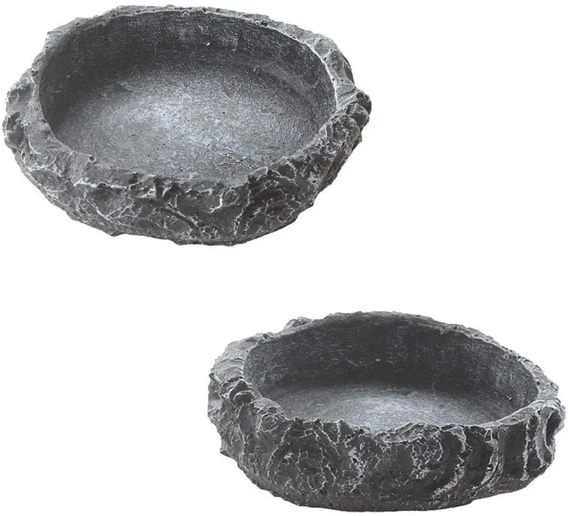 Emours - Juego de 2 platos de agua para alimentos y gusanos, para leopardo, gecko, lagarto, araña, escorpión, camaleón