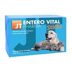 Enterovital 60 Sticks 1 g – Probiótico y Prebiótico Digestivo para Perros y Gatos | JT Pharma
