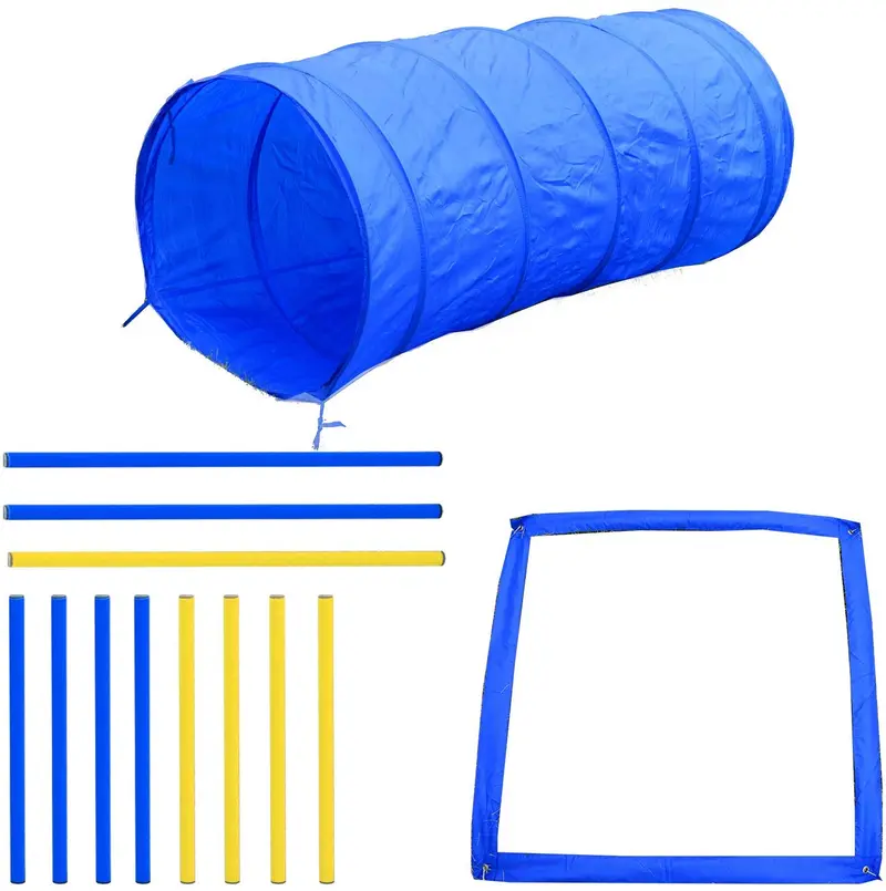 Equipo de entrenamiento para perros Pawhut, de agilidad, con obstáculos, en color azul y amarillo