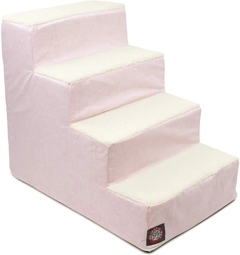 Escaleras portátiles Majestic Pet para mascotas | suave sherpa de espuma suave | pasos para perros y gatos | rampa para cachorros y gatos | Perfecto para cama y sofá