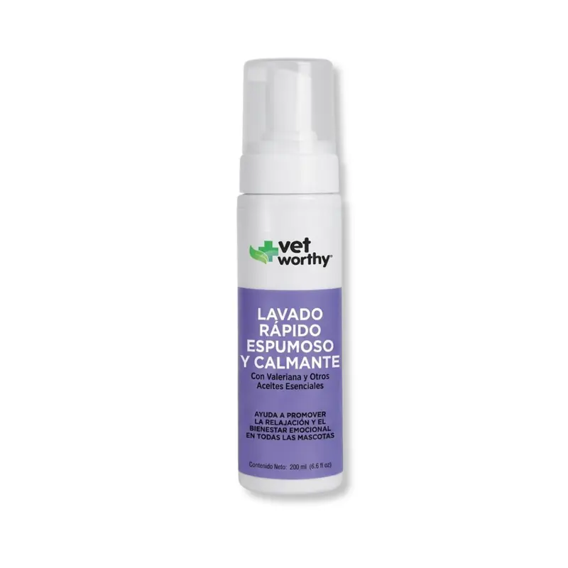 Espuma Limpiadora sin Enjuague Calmante de Vet Worthy® – Con Valeriana para Perros y Gatos