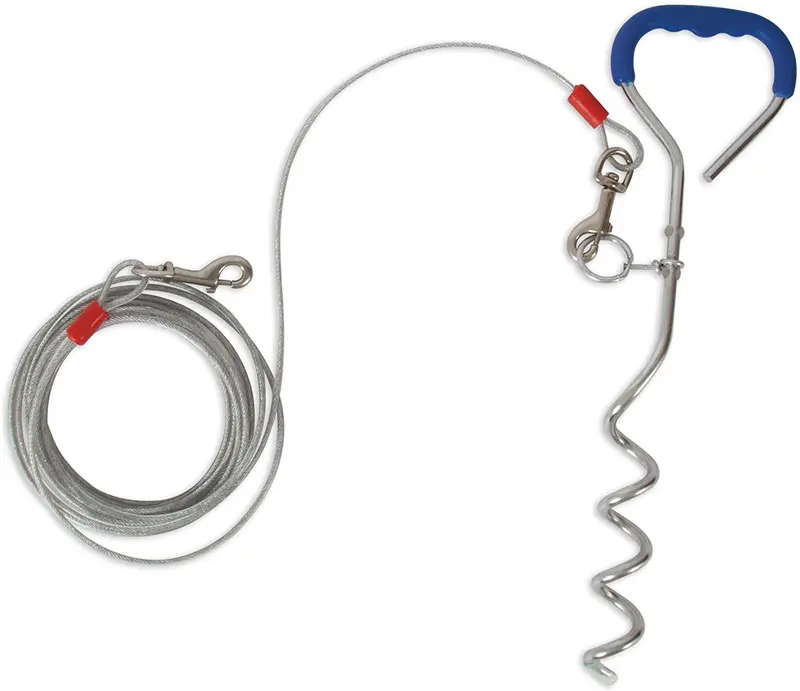 Estaca de giro fácil con cable de atado de 20 pies, color azul, de Petmate (0.35 por 18 pulgadas)