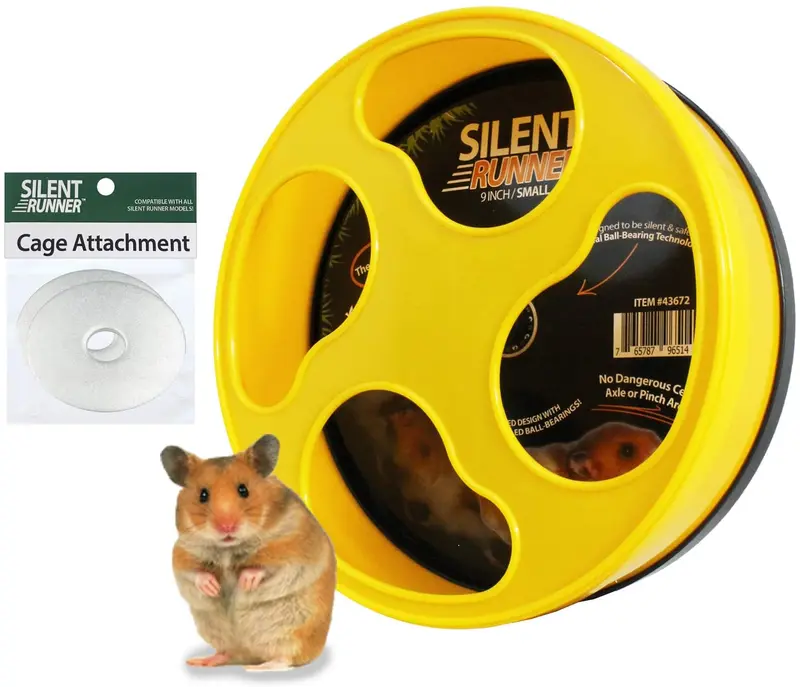 Exotic Nutrition Silent Runner 9" - Rueda + jaula de fijación (sin soporte) para hámsters, gérmenes, ratones