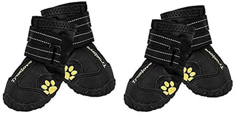 EXPAWLORER botas a prueba de agua, para perro, antiderrapantes, refractantes, botines de mascotas para perros medianos, perros grandes, negro, 4 piezas
