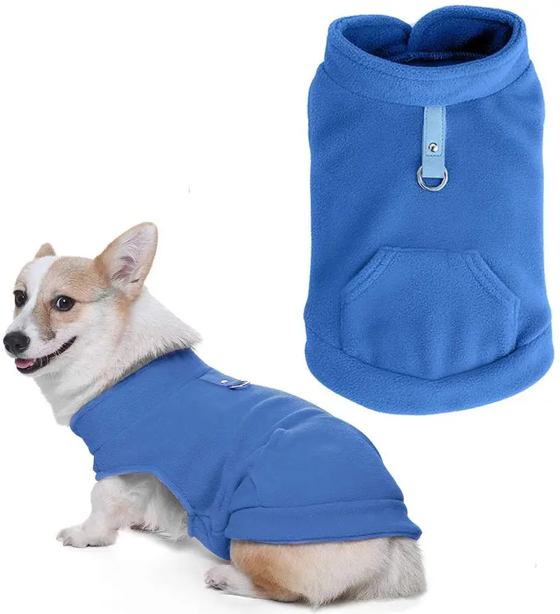 EXPAWLORER - Chaleco de forro polar para perro con bolsillo para abrigos esponjosos y ropa para el otoño y el invierno