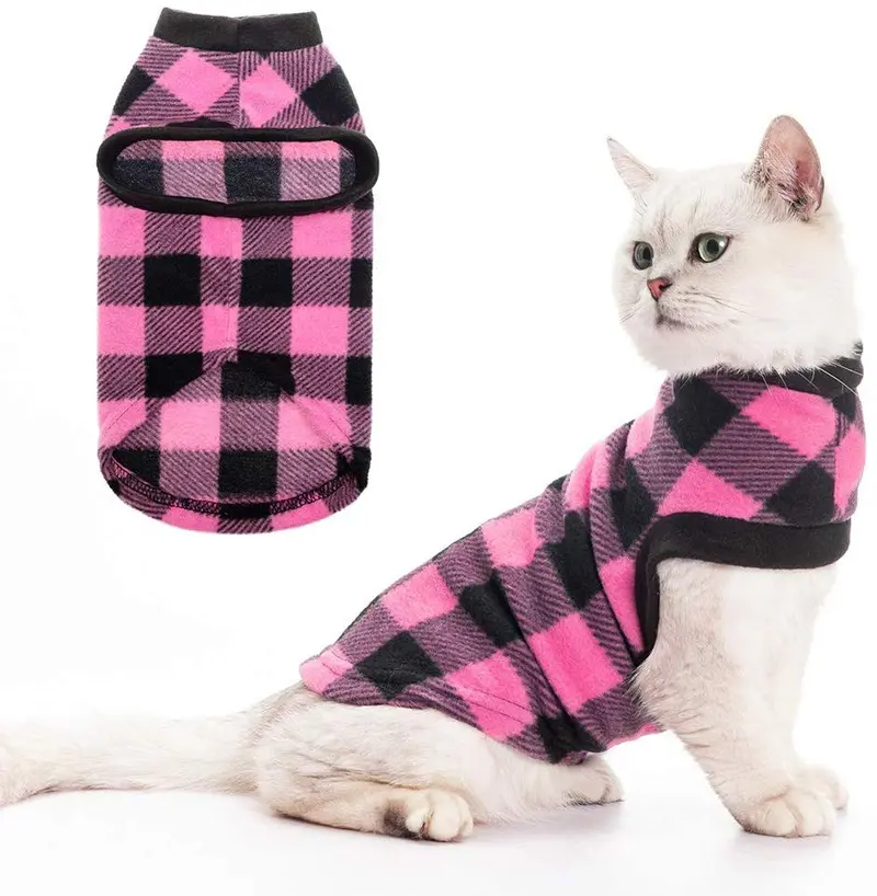 EXPAWLORER - Sudadera con capucha clásica para perro, gato, forro polar, chaleco suave para gatos, cachorros, animales pequeños