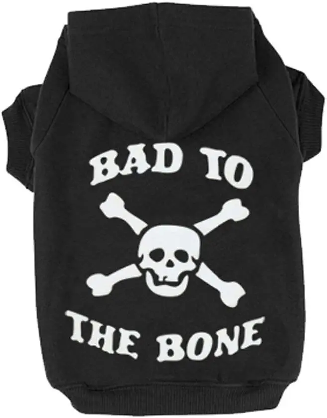 EXPAWLORER sudadera de forro polar para perro/gato con capucha, con estampa de calavera y frase.