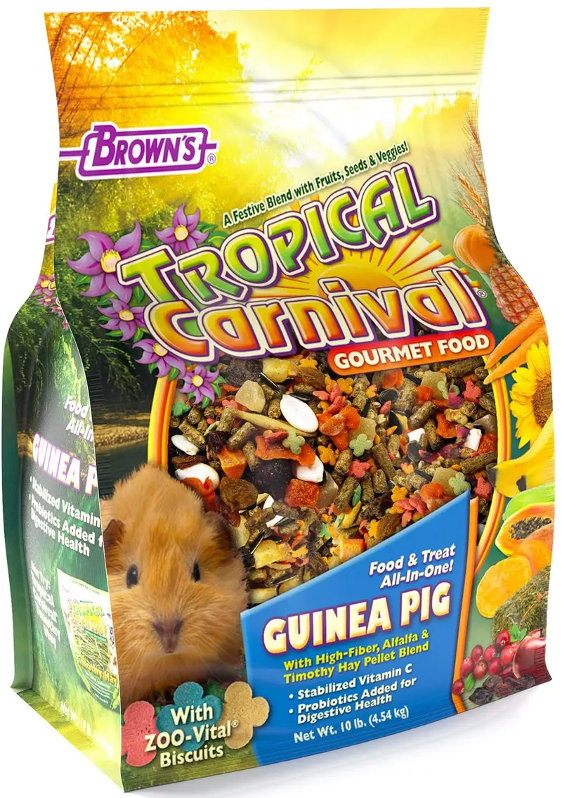 F.M. Brown's Tropical Carnival Gourmet Comida para cobayas con pellets de Alfalfa y Timothy - Dieta diaria con vitamina y nutrientes