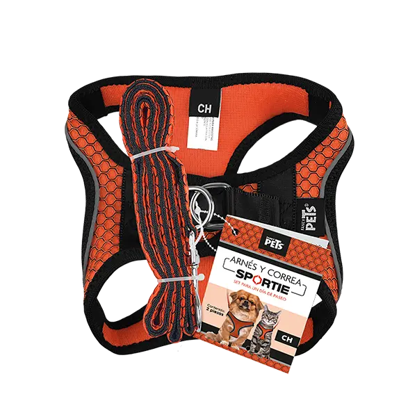 Fancy Pets Arnes Y Correa Sportie Ch Naranja
