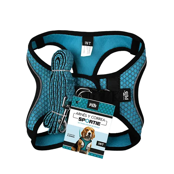 Fancy Pets Set Arnes Y Correa Sportie Int Azul