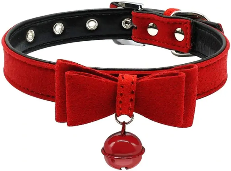 Fancy Red Pet Collar with Bow and Bell - Adjustable Cat