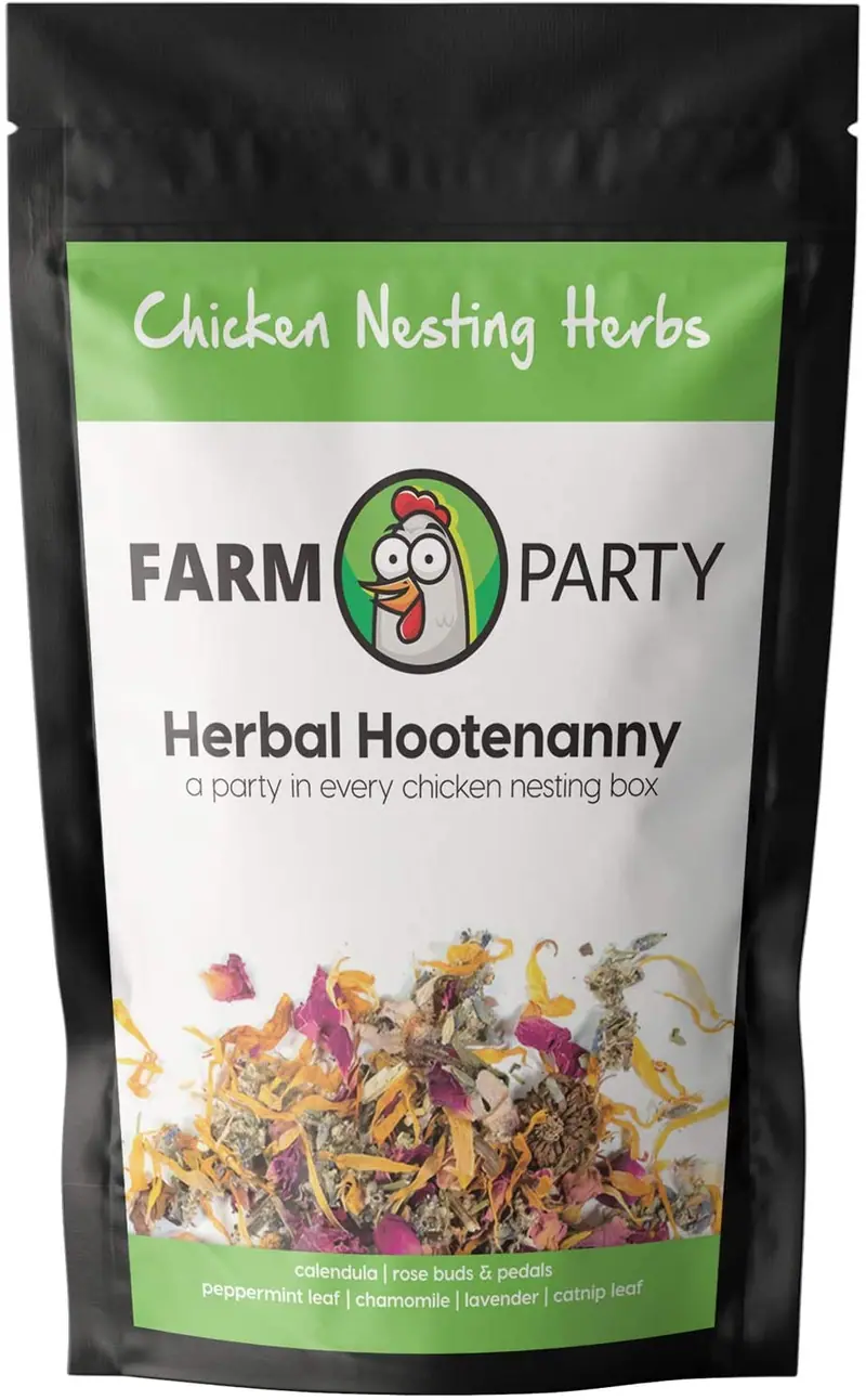 Farm Party - Herbal Hootenanny Nesting Herbs for Chickens (8 Ounces) Keeps Chicken Nesting Boxes Smelling Fresh Using Our All Natural Nesting Box Blend While Keeping Pests Away from the Chicken Coop